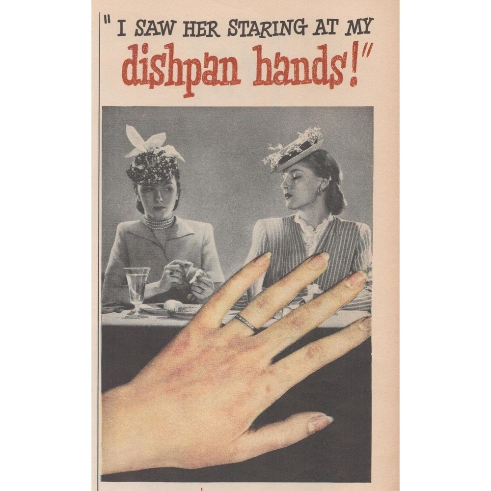 Vintage 1945 Lux Soap Print Ad Dishpan Hands World War 2 Era Kitchen Decor